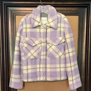 Plaid Purple and Cream Women's Jacket